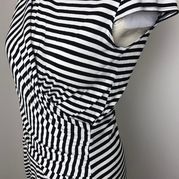 Dorothy Perkins Black/White Striped Jersey Wrap Dress Size 6/M - Picture 9 of 11